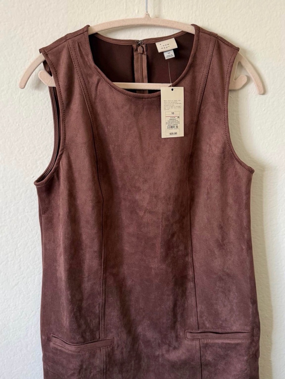a new day Sleeveless Faux-Suede Shift Top Tunic - Chocolate Brown